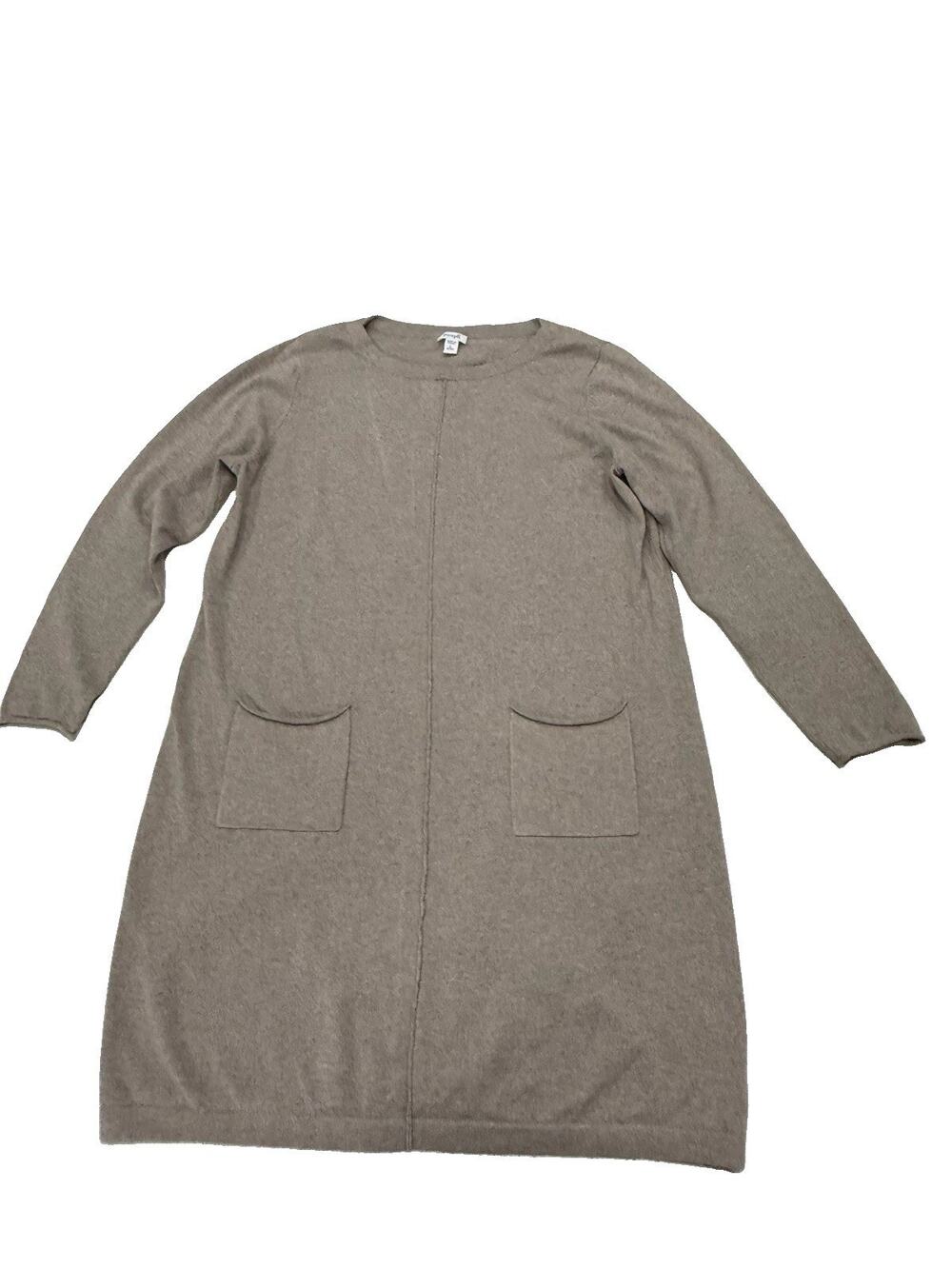 PURE JILL J Jill Sweater Dress Large Beige Knit Long Sleeves Pockets Casual Soft